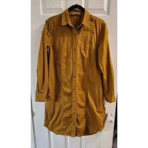 Everlane Modern Utility Button Down Brass Shirtdress sz 6